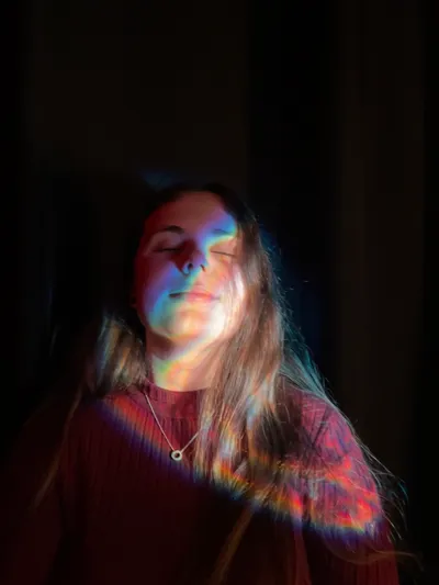 Abstract portrait with light streaks