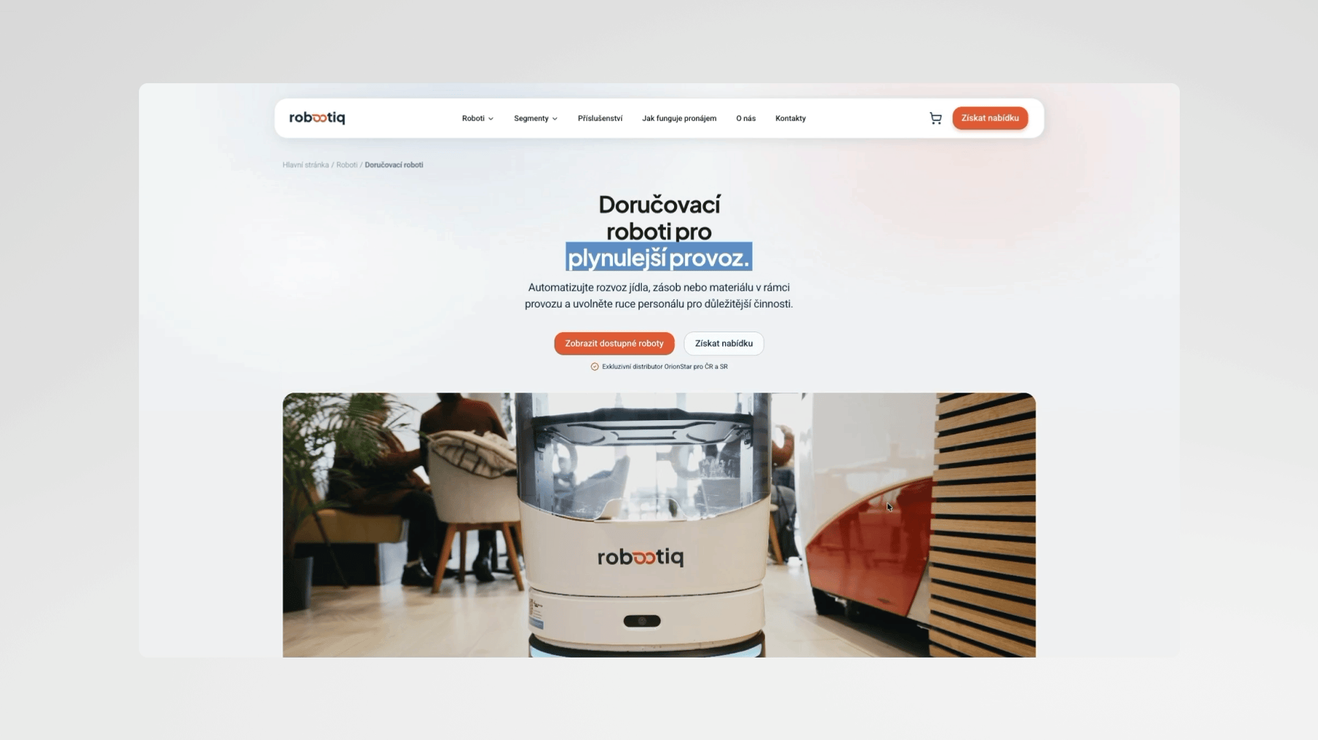 Stránka doručovacích robotů na Robootiqu